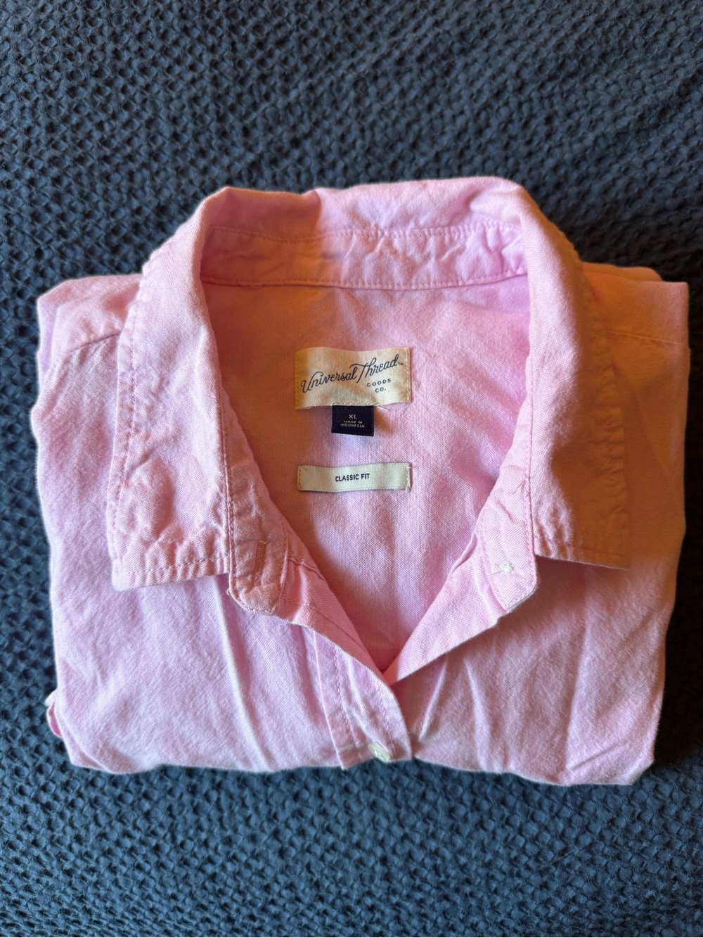 100% Cotton Light Pink Casual Button-Down Shirt